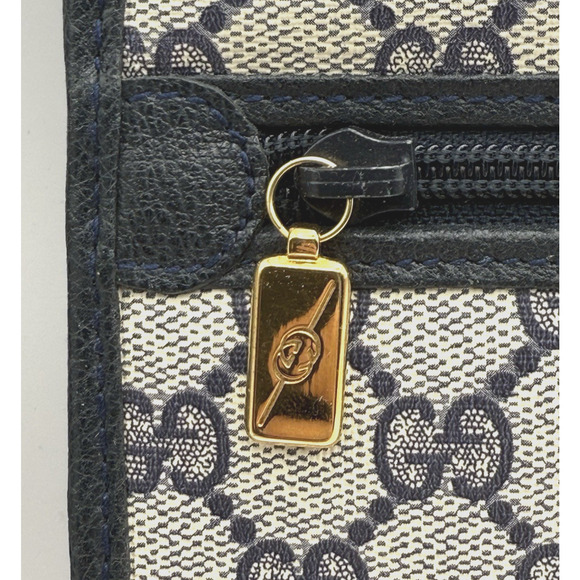 Vintage Gucci GG Supreme Monogram Navy Blue Canvas Crossbody Clutch Italy - Picture 4 of 14